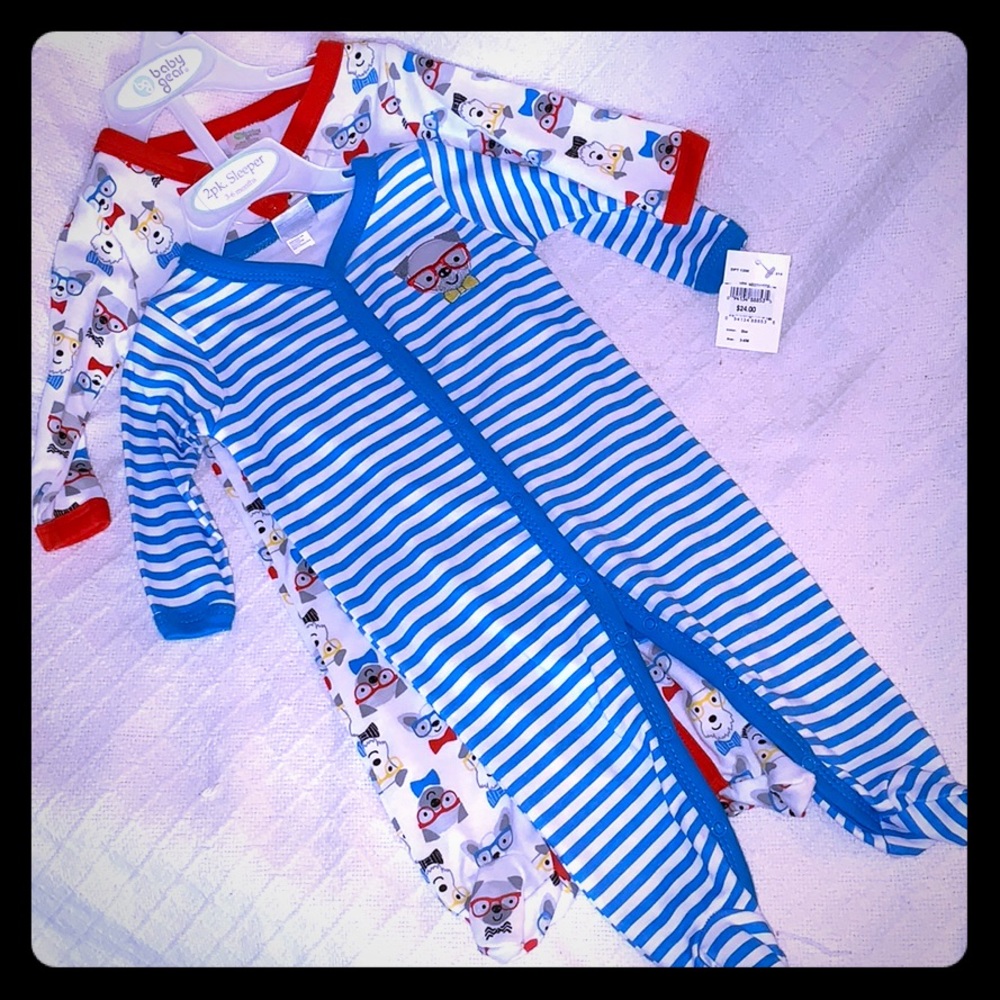NWT Baby Gear 3-6 month Doggie footed sleepers